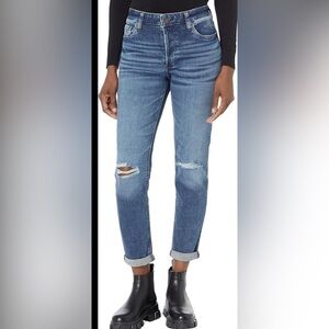 Kut from the Kloth Juliet Slouchy Boyfriend Distressed Blue Jeans size 10